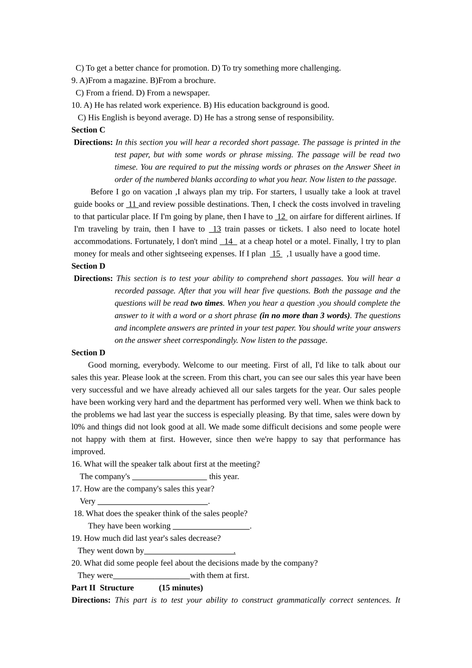 大学英语A级全真试题2015.6_第3页