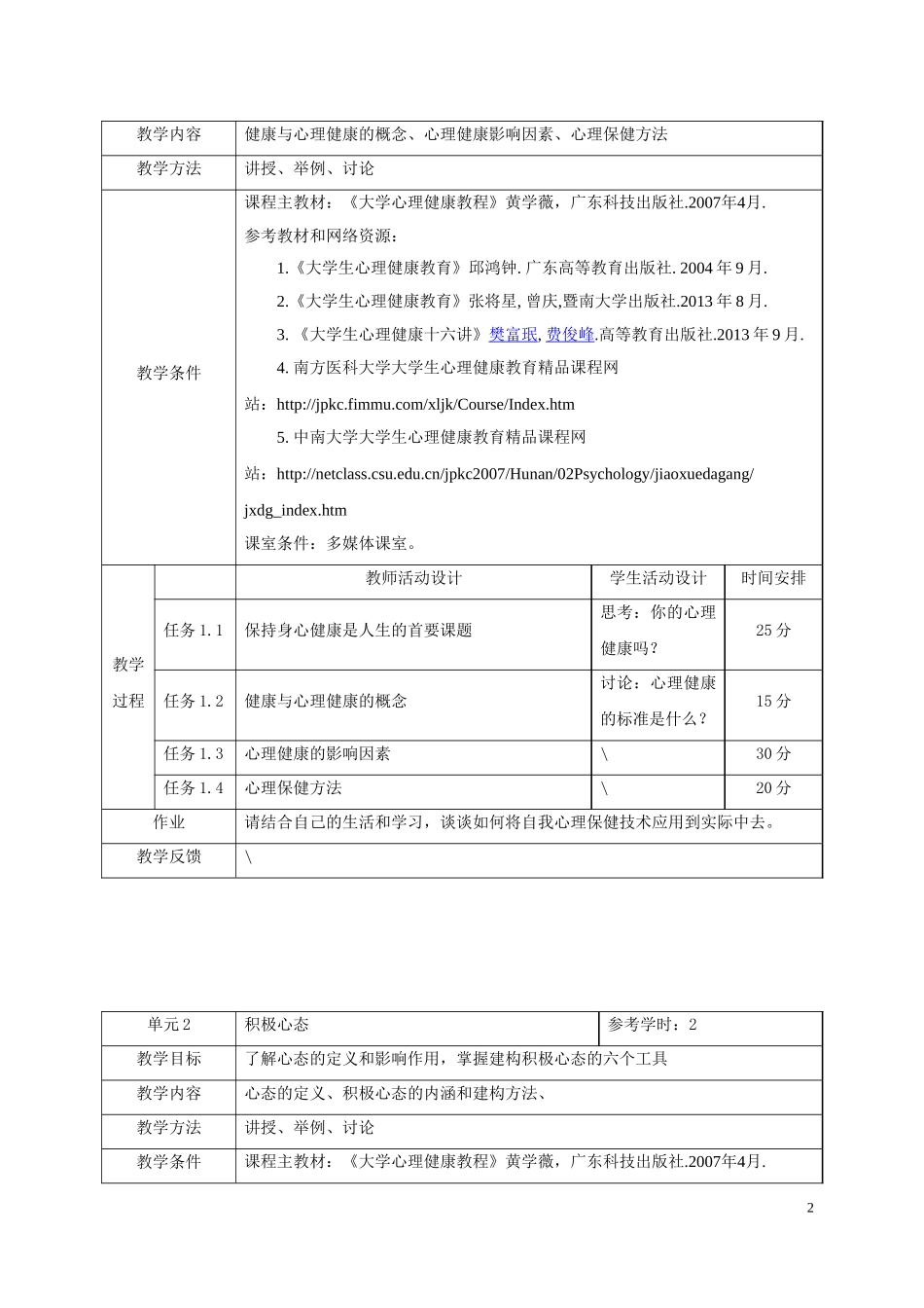 大学生心理健康教育课程教案(201503)_第2页