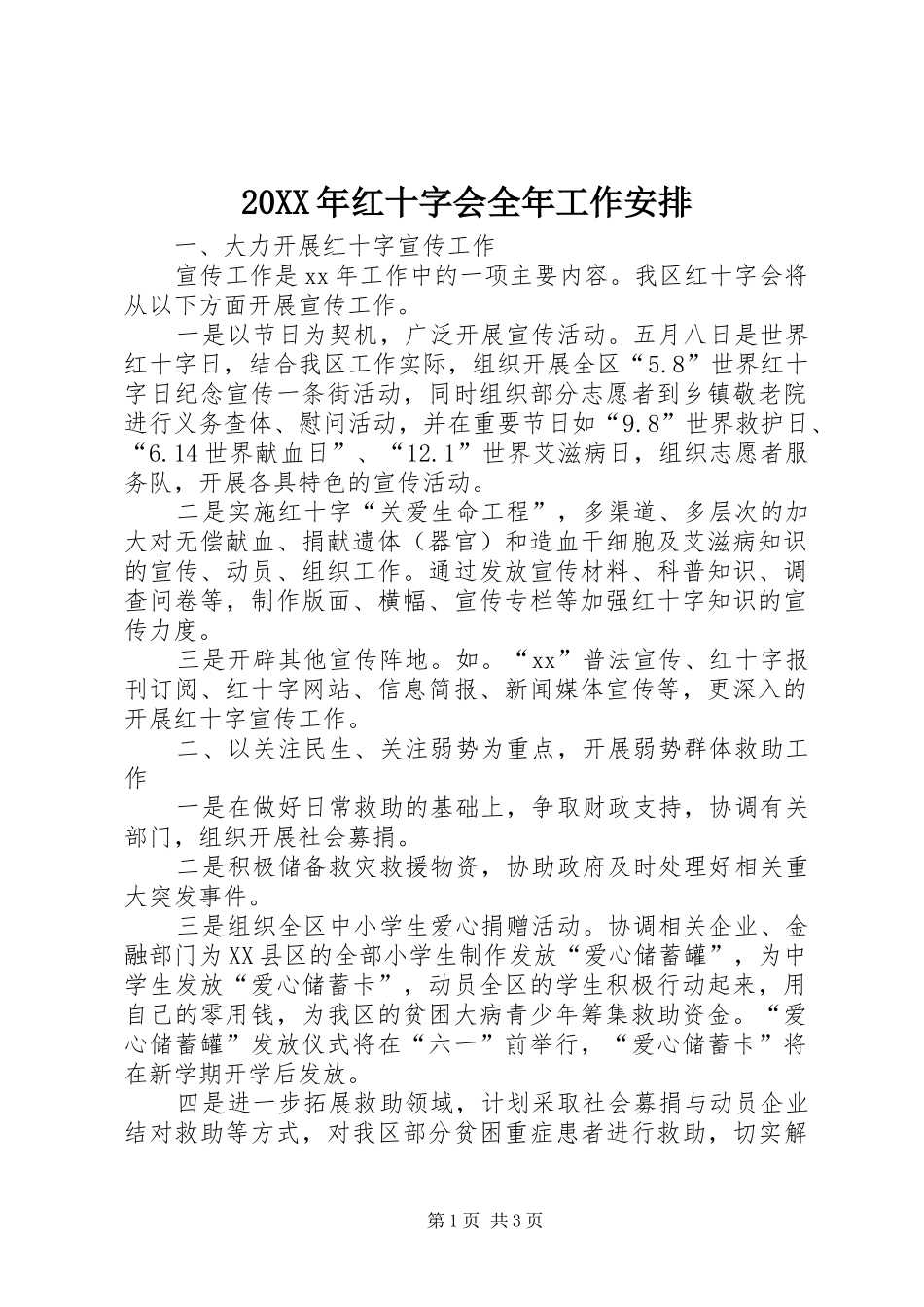 2024年红十字会全年工作安排_第1页