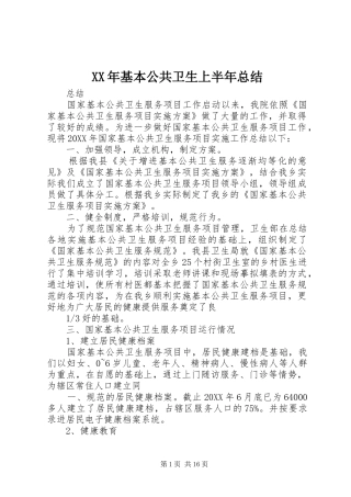 2024年基本公共卫生上半年总结