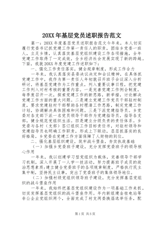 2024年基层党员述职报告范文