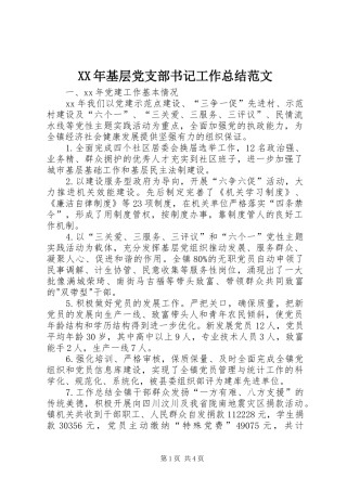 2024年基层党支部书记工作总结范文