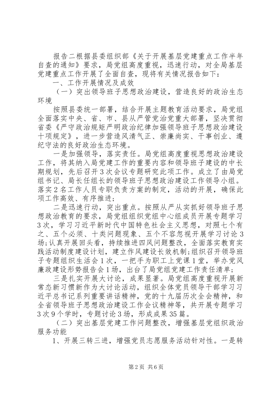 2024年基层党支部自纠自查工作汇报_第2页