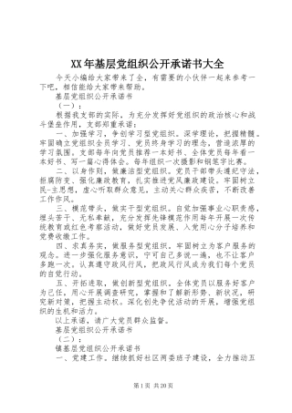 2024年基层党组织公开承诺书大全