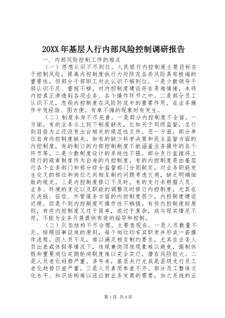 2024年基层人行内部风险控制调研报告