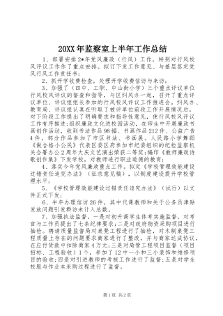 2024年监察室上半年工作总结