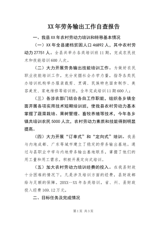 2024年劳务输出工作自查报告