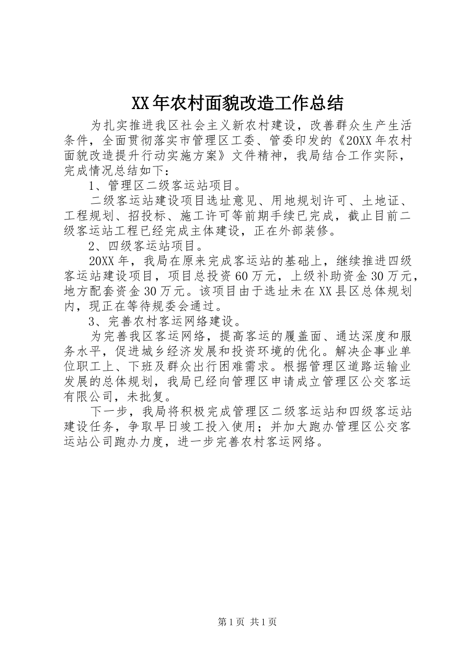 2024年农村面貌改造工作总结_第1页