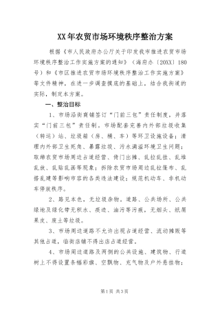 2024年农贸市场环境秩序整治方案