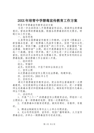 2024年培青中学禁毒宣传教育工作方案