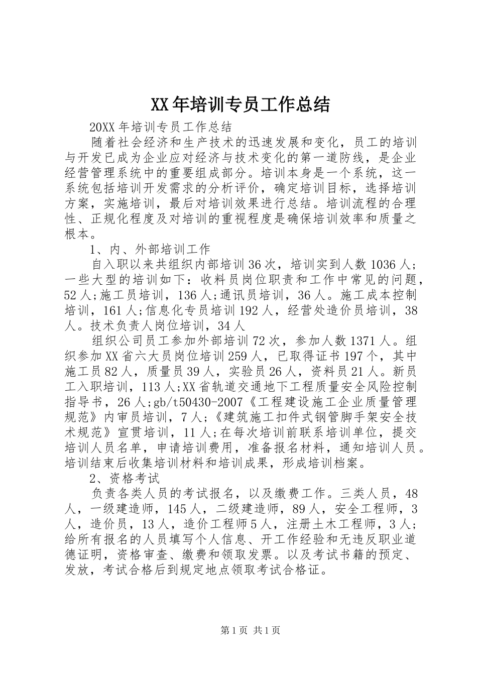 2024年培训专员工作总结_第1页