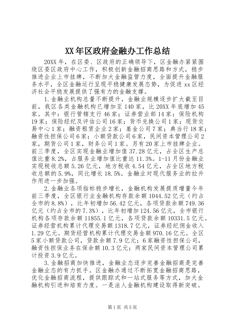2024年区政府金融办工作总结_第1页