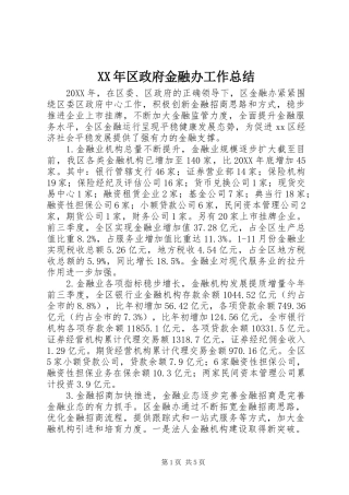 2024年区政府金融办工作总结
