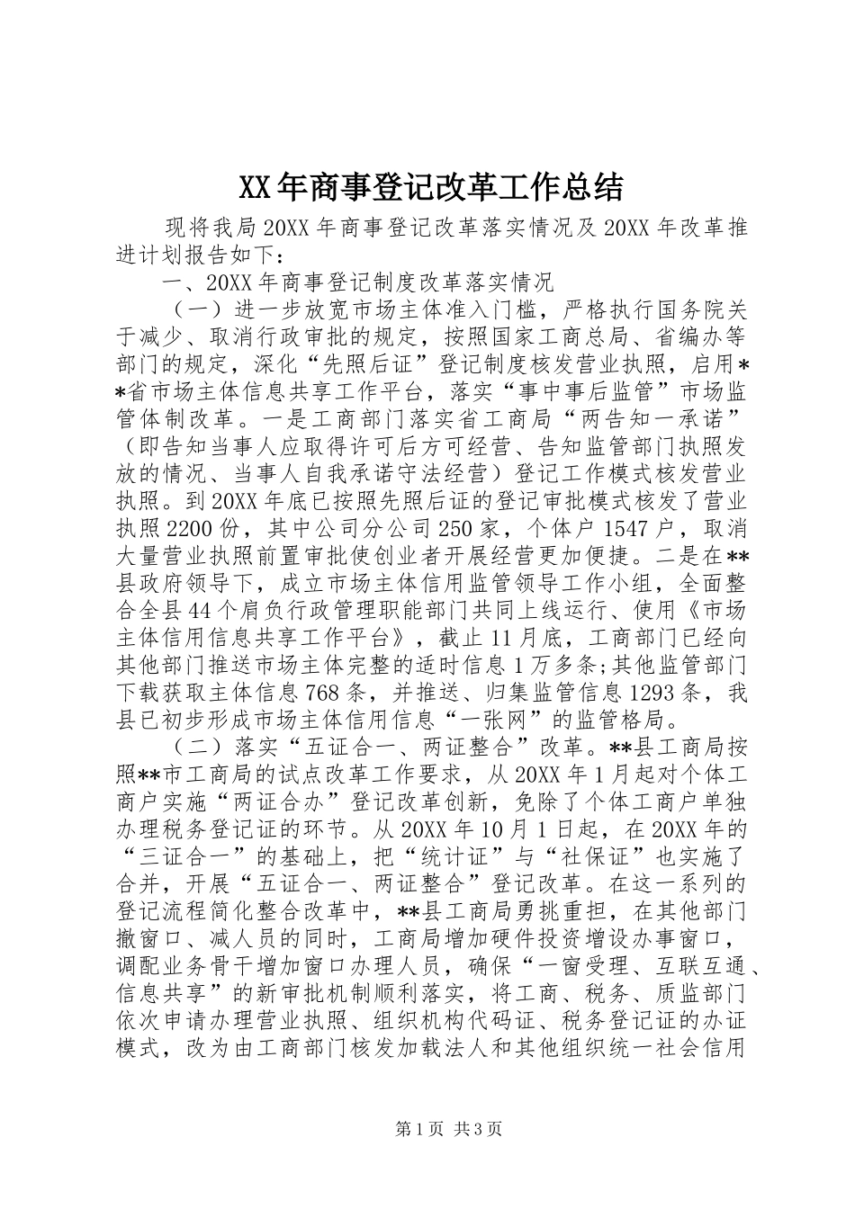 2024年商事登记改革工作总结_第1页
