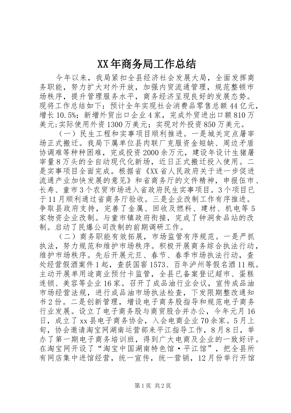 2024年商务局工作总结_第1页