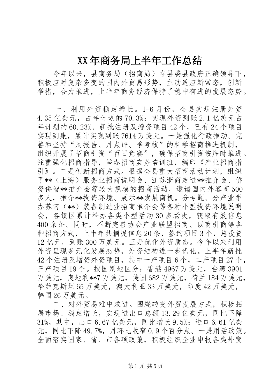 2024年商务局上半年工作总结_第1页