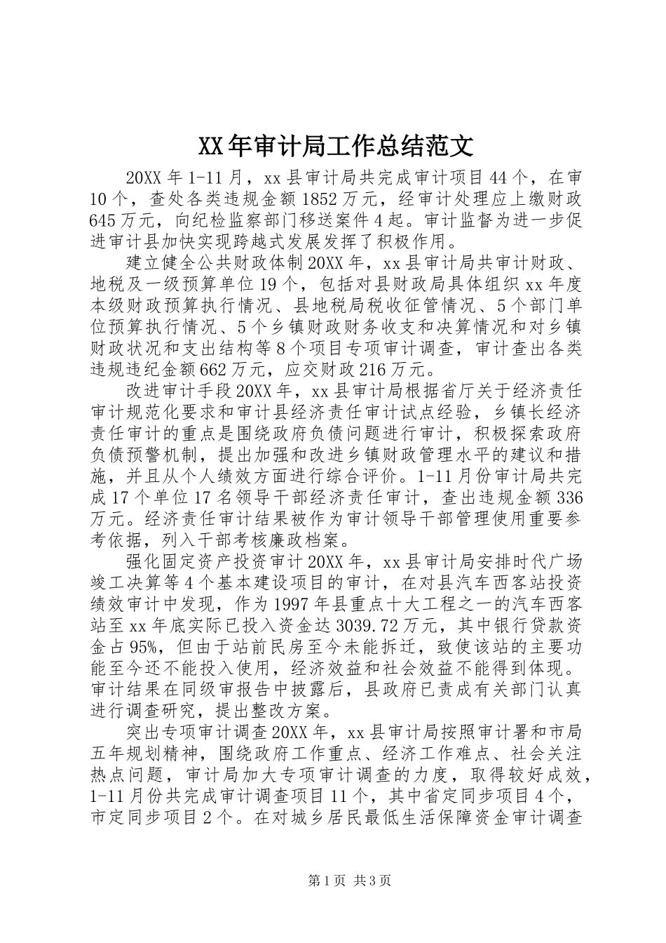 2024年审计局工作总结范文_第1页