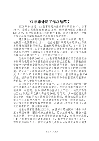 2024年审计局工作总结范文