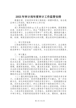 2024年审计局年度审计工作监管安排