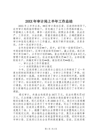 2024年审计局上半年工作总结