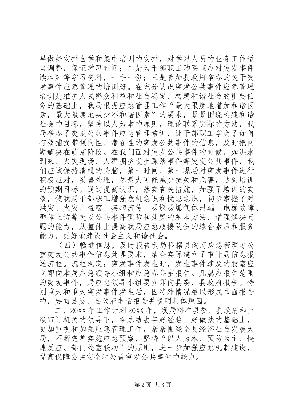 2024年审计局应急管理工作总结及明年计划_第2页
