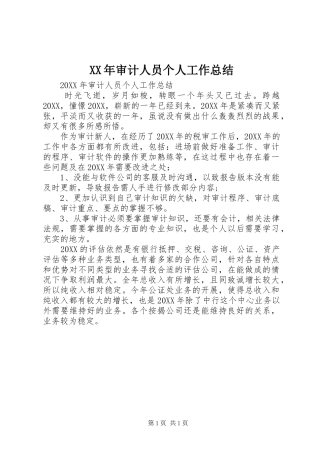 2024年审计人员个人工作总结