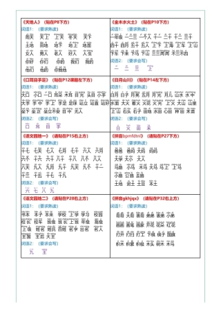 1年级语文上册：《课课贴》彩色版