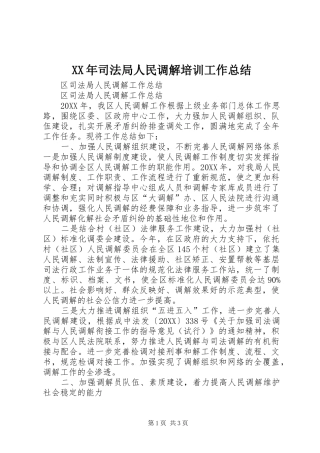 2024年司法局人民调解培训工作总结
