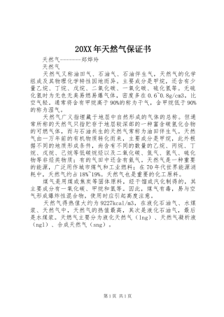 2024年天然气保证书