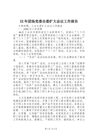 2024年团场党委全委扩大会议工作报告