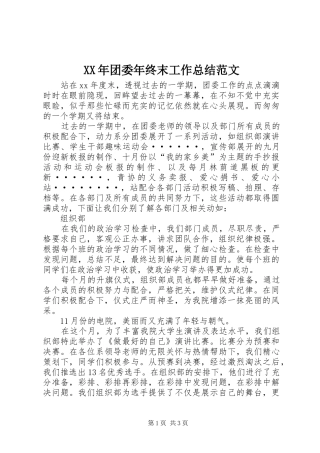 2024年团委年终末工作总结范文