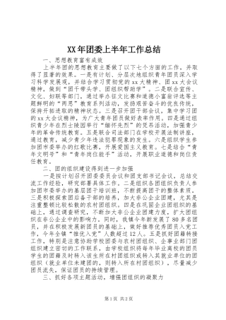 2024年团委上半年工作总结