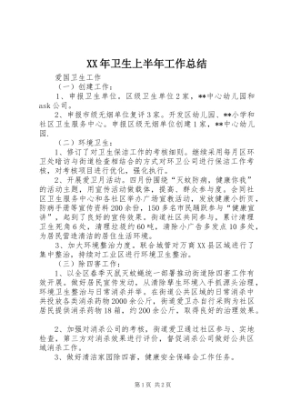 2024年卫生上半年工作总结