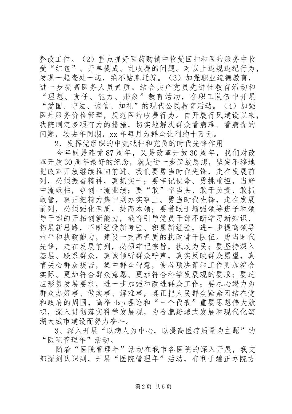 2024年卫生院党支部本届工作总结范文_第2页