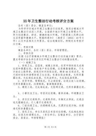 2024年卫生整洁行动考核评分方案