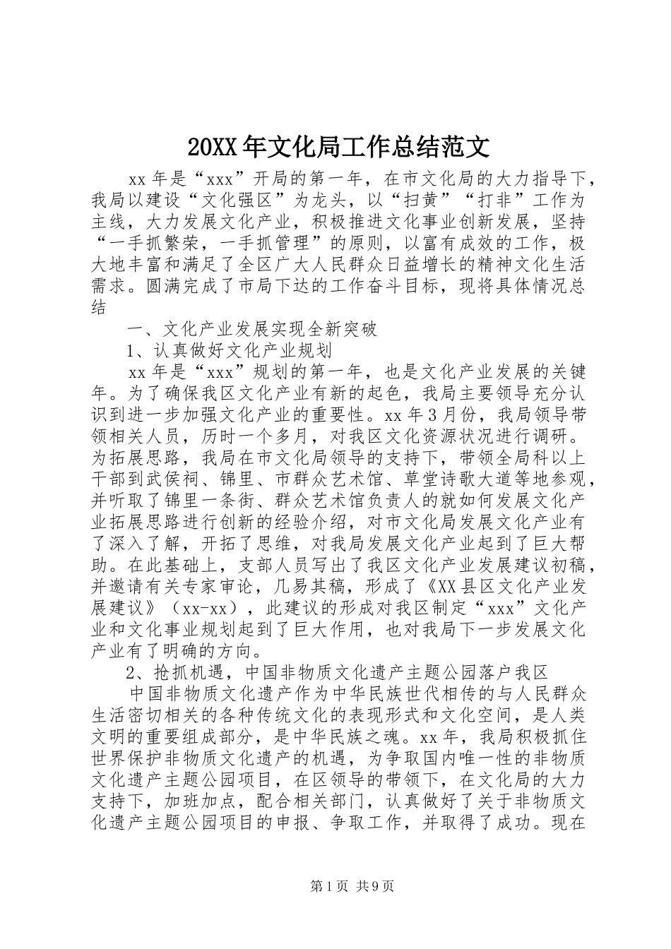 2024年文化局工作总结范文_第1页