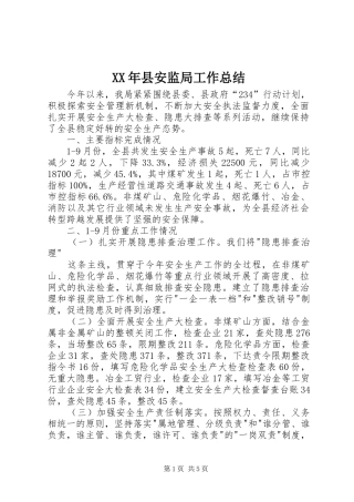 2024年县安监局工作总结