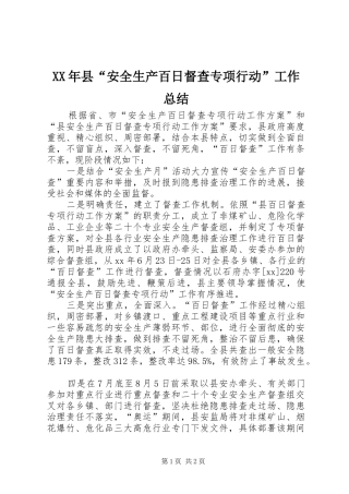 2024年县安全生产百日督查专项行动工作总结