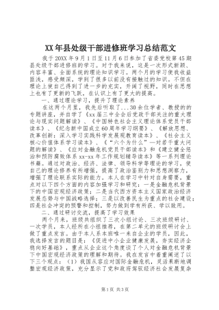 2024年县处级干部进修班学习总结范文