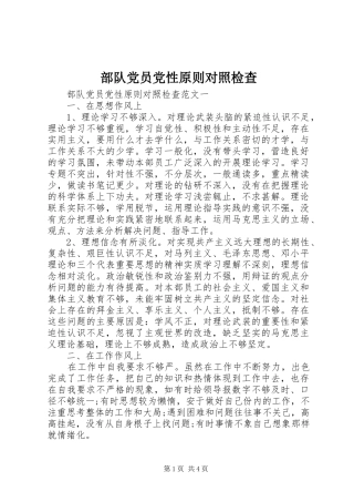 2024年部队党员党性原则对照检查