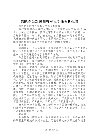 2024年部队党员对照四有军人党性分析报告