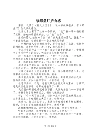 2024年读那盏灯后有感