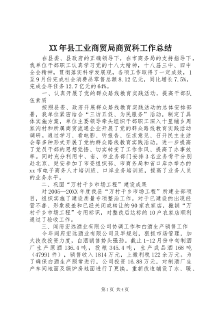 2024年县工业商贸局商贸科工作总结