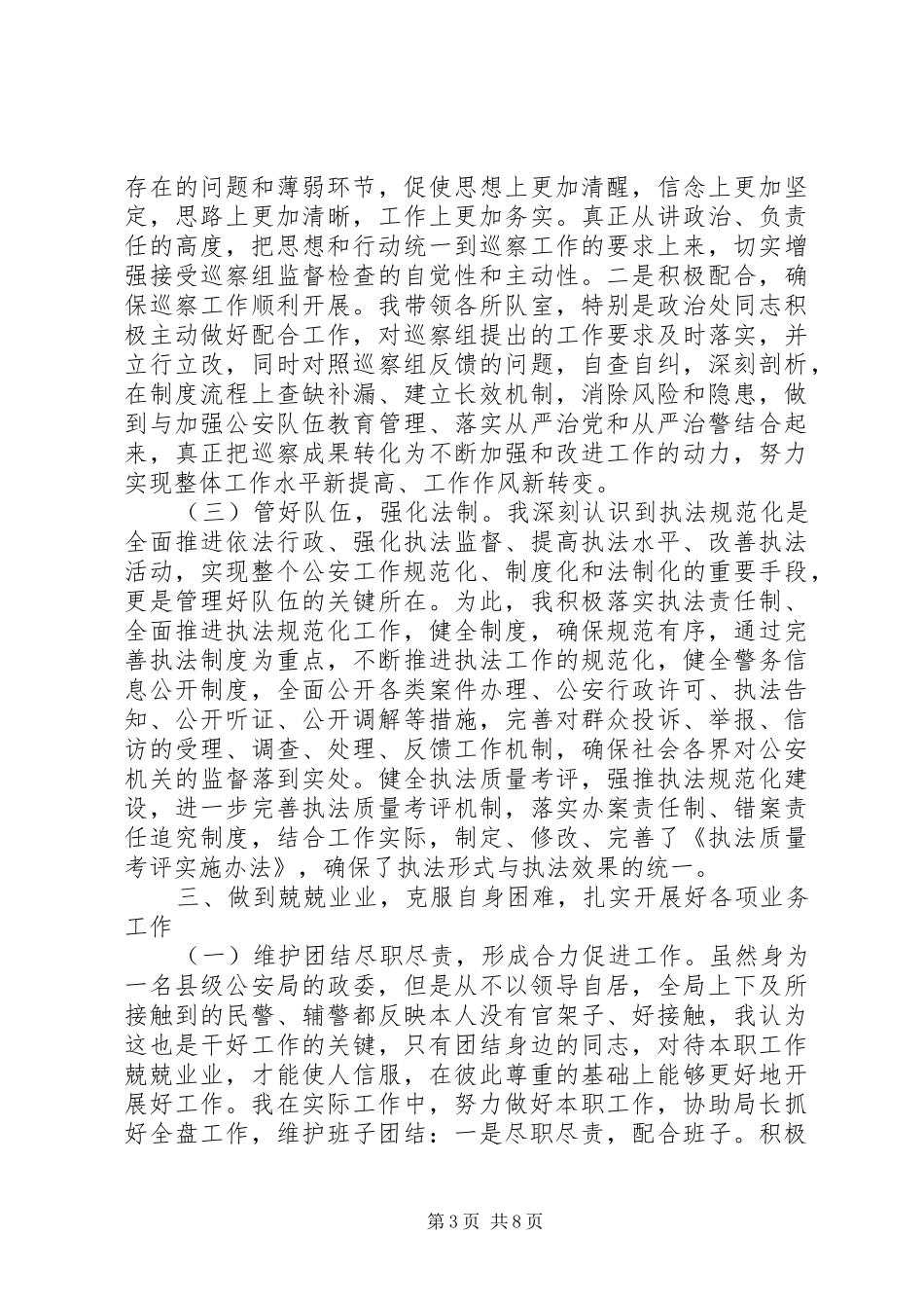 2024年县公安局党委副书记政委述职述廉报告_第3页