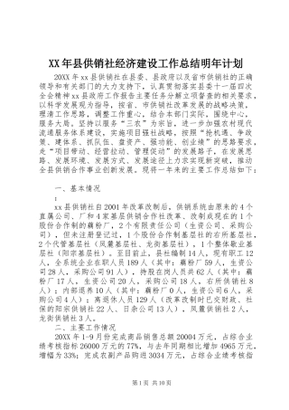 2024年县供销社经济建设工作总结明年计划