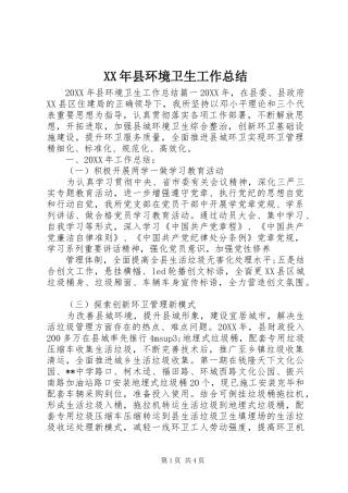 2024年县环境卫生工作总结