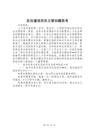 2024年队伍建设存在主要问题思考