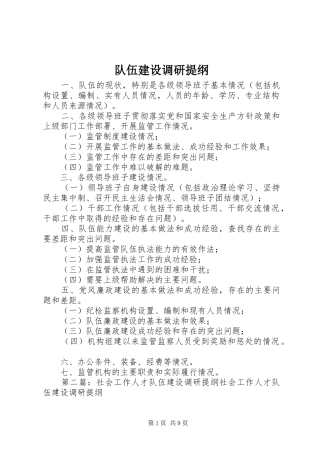 2024年队伍建设调研提纲