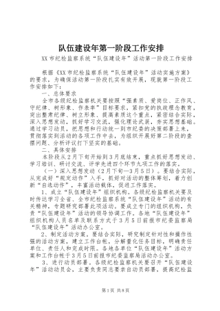 2024年队伍建设年第一阶段工作安排