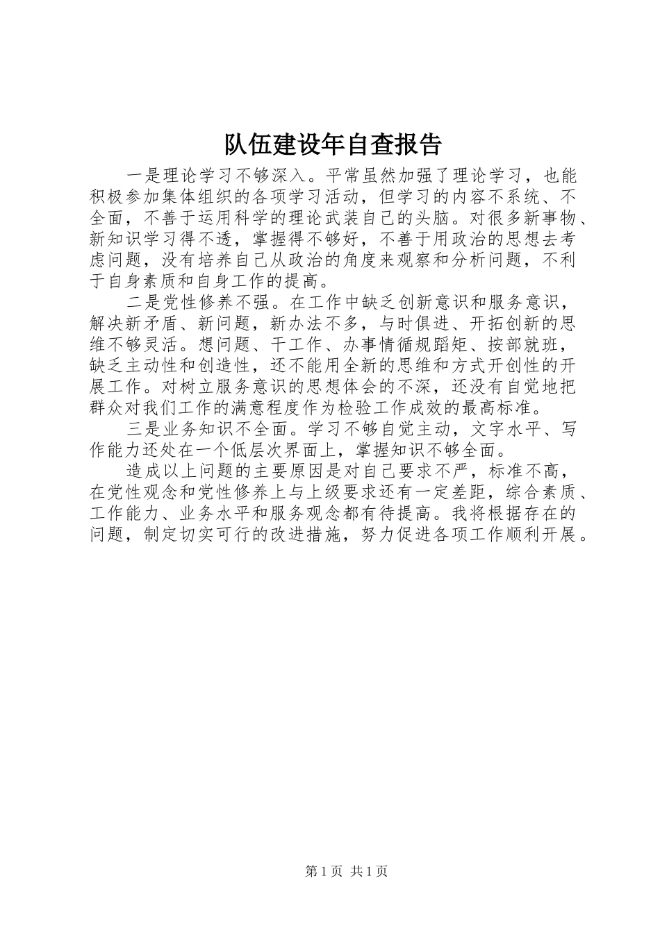 2024年队伍建设年自查报告_第1页